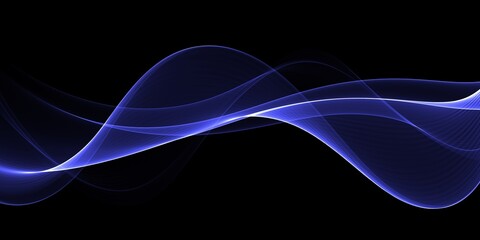 Wall Mural - abstract blue wave design on a dark background.