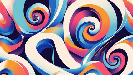 Wall Mural - Abstract Pattern with Colorful Swirling Ribbons and Spirals