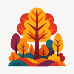 Wall Mural - vibrant autumn forest illustration