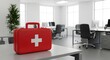 © Sameer - Essential first aid kit readiness in a modern office workspace, symbolizing safety and preparedness