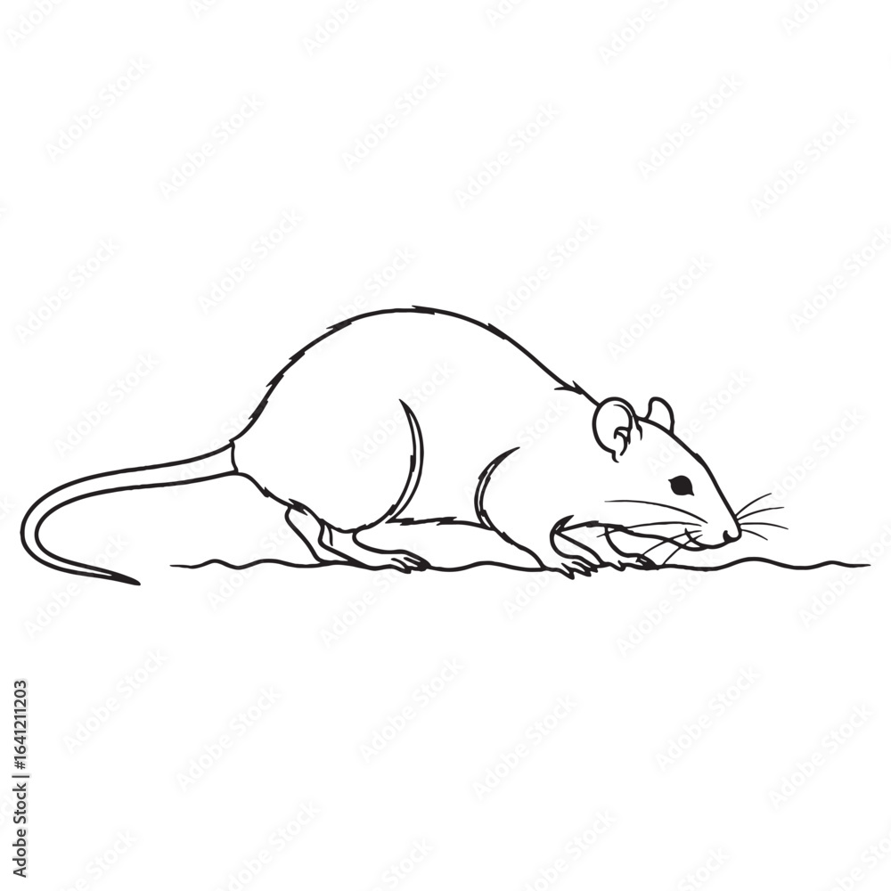 Grand Rat Line Art – Rat Vector Outline Drawing with Distinctive ...