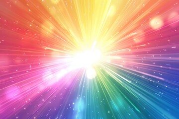 Wall Mural - a rainbow gradient background with light rays art starburst lighting.