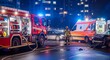 © Nazlykhan - Emergency response night scene with firefighters at urban car accident