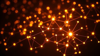 An abstract network of glowing nodes and connections, creating a futuristic visual effect.