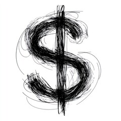 Wall Mural - a dollar sign scribble hand-drawn drawing sketch.
