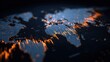 © Mubtada - Global map,  digital, abstract,  glowing orange lines