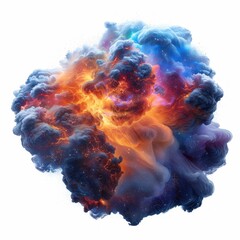 Wall Mural - colorful nebula cloud exploding with stars, fire, and smoke, creating an abstract cosmic scene