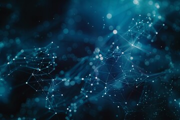 Wall Mural - digital data nodes flowing in cyberspace, visualizing business and technology