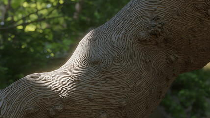 Closeup of a tree trunk showing the intricate patterns and textures of bark