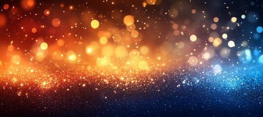 Canvas Print - vibrant dynamic abstract background with orange and blue bokeh lights in modern artistic design