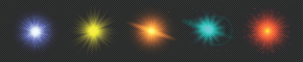 Wall Mural - set of light effects of lens flares