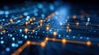 © Generative AI - Abstract Technology Background with Interconnected Circuitry and Glowing Nodes, Ideal for High-Tech Visuals and Data Communication