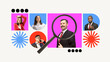 © Lustre Art Group  - Modern HR collage with magnifying glass highlighting business candidate among diverse professionals. Concept of recruitment focus, leadership selection, and career opportunities.
