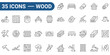 © ricky_and - Thirty five icons of wood and carpentry with outline style, for design projects, woodworking websites, construction logos. Ideal for digital and print projects. editable stroke. vector illustration.
