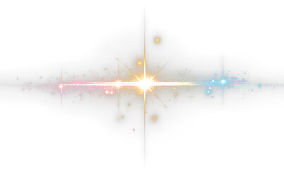 Wall Mural - Colorful Light Waves with Stars and Sparkles Overlay Isolate on Transparent Background, cutout, png