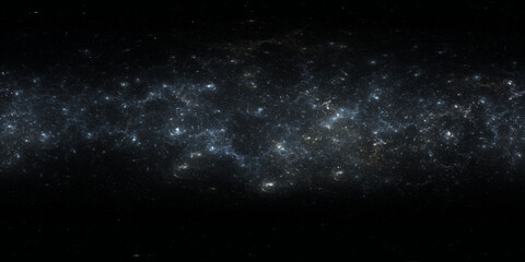 Wall Mural - 360 degree space nebula. Giant interstellar cloud with stars, equirectangular projection, environment map. Spherical panorama. 3D rendering, Fractal image