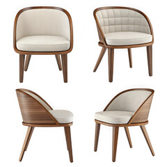 Four chairs isolated on transparent background