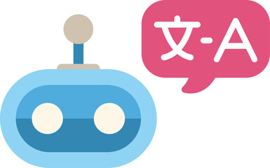friendly blue robot is translating languages, showcasing the power of artificial intelligence in com
