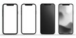 © Minions - Four modern smartphones with blank screens, in various displays