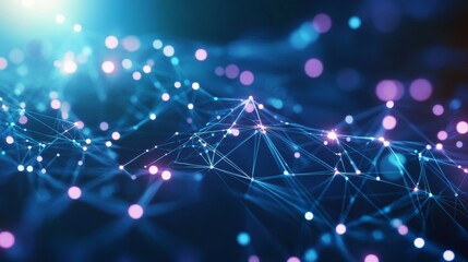 Canvas Print - abstract polygonal structure with interconnected dots and lines in a complex network visualization