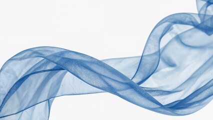 Poster - detailed view of a flowing blue textile against a white backdrop