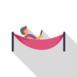 © anatolir - Man is lying in hammock, using smartphone, enjoying leisure time