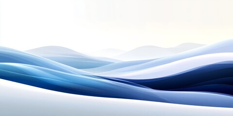 Wall Mural - translucent blue waves flowing in an elegant ribbon style creating a modern abstract background
