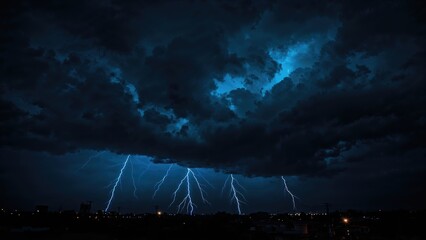 Wall Mural - stormy night with dark skies and rain