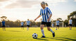 © Cliff - Focused active elderly woman playing soccer. Sport concept for seniors, sport for retirement