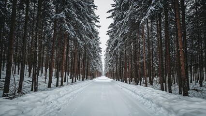 Wall Mural - frozen forest roads in a winter landscape