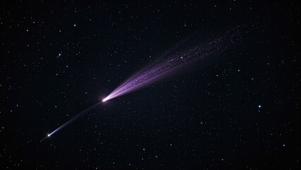 Wall Mural - Radiant space rock with an extended tail traveling across a star-filled sky.