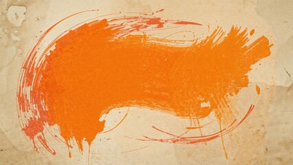 Wall Mural - orange hand-drawn design placed on a colorfully painted background featuring artisanal elements