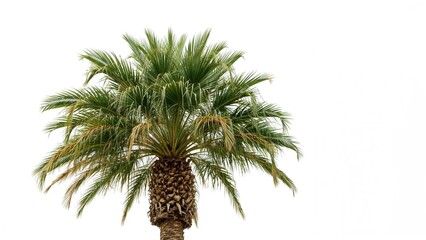 Wall Mural - lush palm tree with vibrant green leaves set against a plain white backdrop