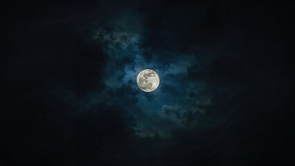 Wall Mural - radiant full moon above a menacing night sky