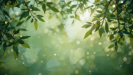 Wall Mural - nature background with green bokeh effect
