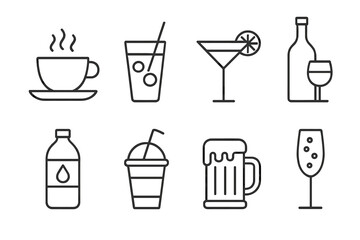 Set of conceptual vector icons in flat linear style for websites, apps, and graphic resources – user interface design elements, editable web icons collection, modern minimalistic symbols