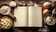 © Ilja - Cookbook mockup featuring baked goods, dairy, and cooking ingredients beautifully arranged.