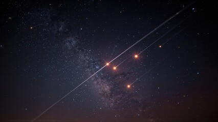 Wall Mural - glowing fire streaks against a backdrop of stars.