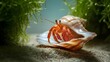 © paul - A Hermit Crab emerging from its shell, showing the intricate details of both the animal and its home