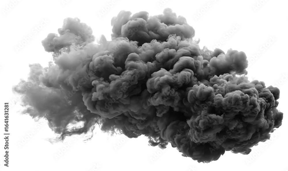 Realistic grey smoke explosion isolated on transparent background Stock ...