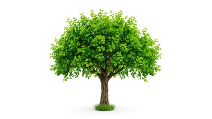 Wall Mural - Isolated green tree with fresh leaves on white background