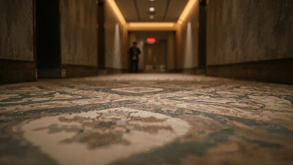 Wall Mural - corridor illumination and room number in hotel setting