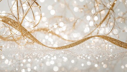 Wall Mural - abstract luxurious white and gold party background with shimmering lights