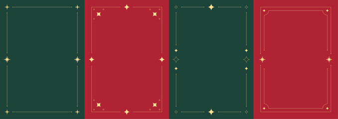 Wall Mural - Vintage christmas borders collection. Set of decorative frames for christmas cards and invitations. Elegant borders with stars. 