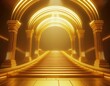 © Jessi - golden archway staircase 3d render mystical glowing fantasy abstract background composition keywords 3d