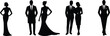 © Creatives World - PrintElegant people silhouette, fashion couple, formal wear, business style, black vector, stylish man, classy woman, modern outfit, pose illustration