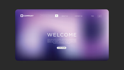Elegant website design with blurred purple background for modern business landing page template