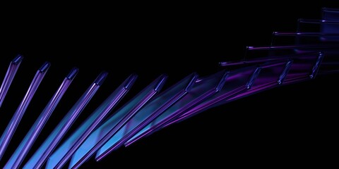 Wall Mural - futuristic glass structure on black background, 3d render