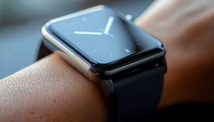 Modern smartwatch with sleek black display on a wrist.