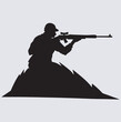 © Nilofer - sniper aiming from hilltop silhouette vector art illustration, silhouette of a soldier with a rifle